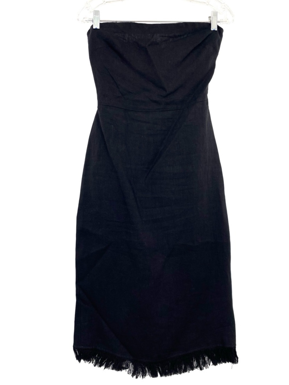 Theory Phyly Black Linen Drape Strapless Cutout Midi Dress New - Picture 3 of 7
